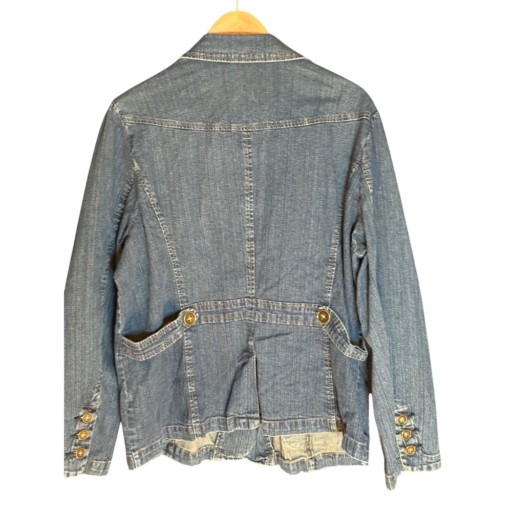 St Johns Bay Woman Denim‎ Blazer Jacket Medium Wash Plus Size 2X - Picture 2 of 3